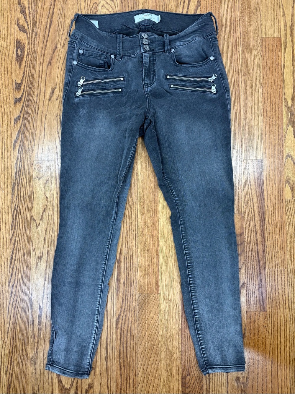 torrid Biker Chick Black Washed Zip-Front Skinny Jeggings (12R)